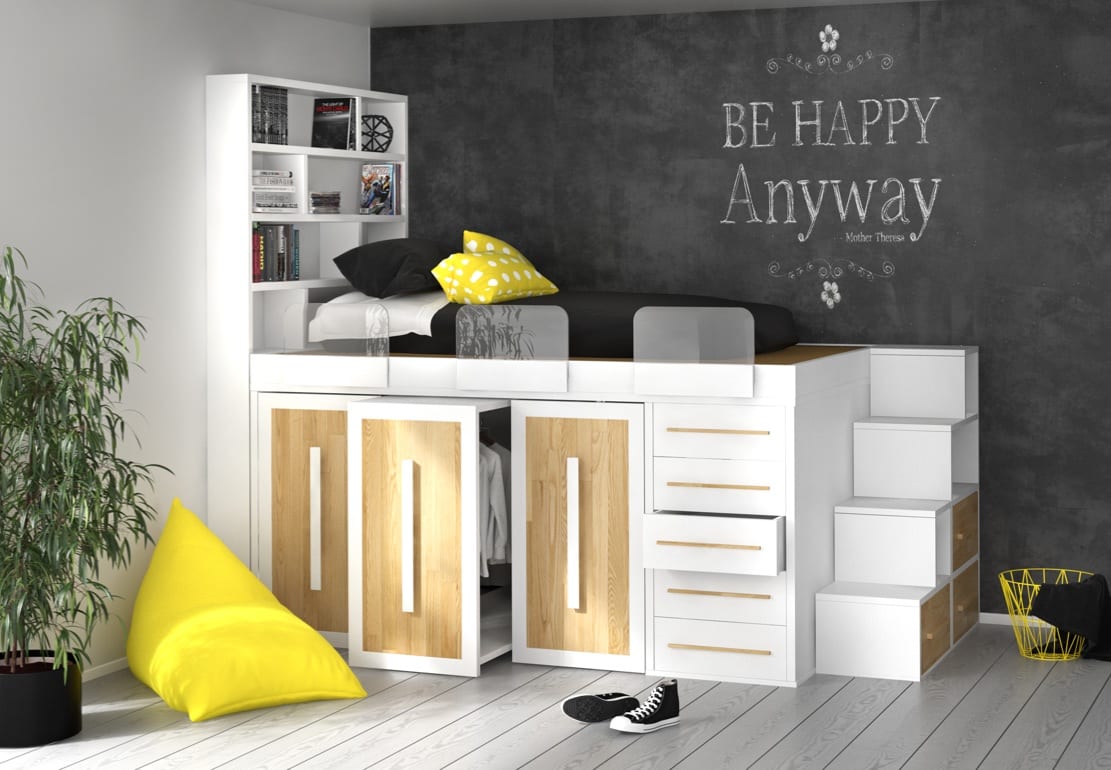 1 bed space-saving bedroom set
