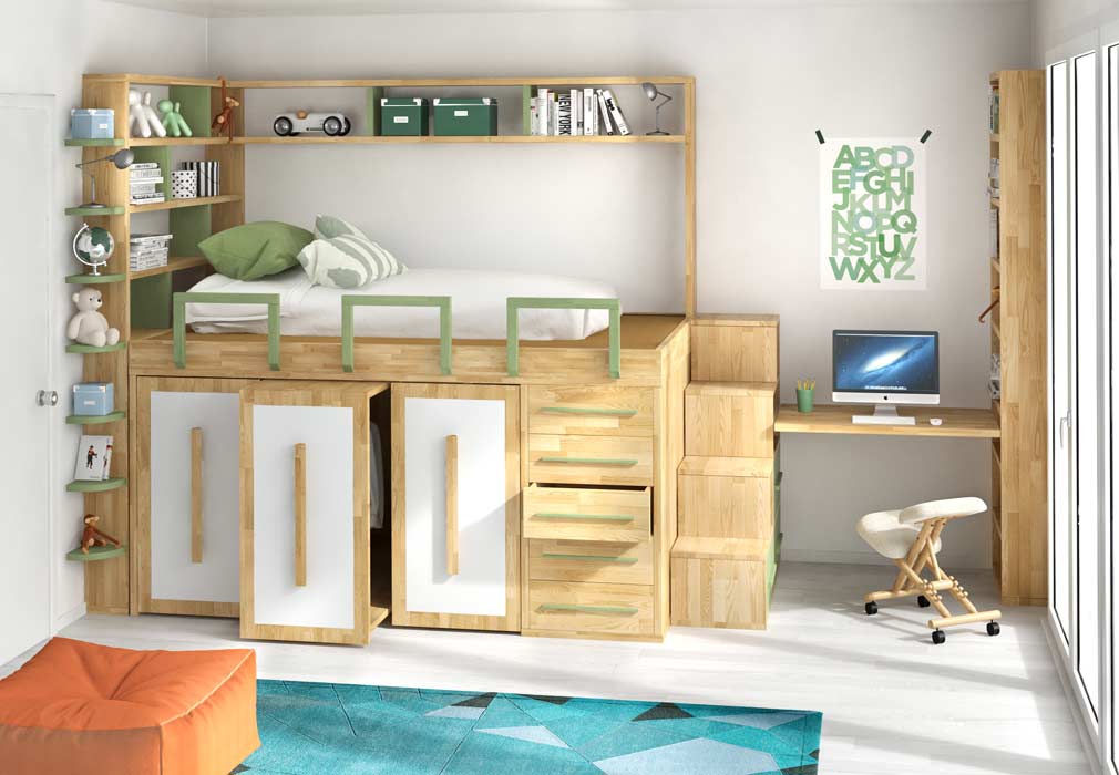 rainbow space-saving bedroom set