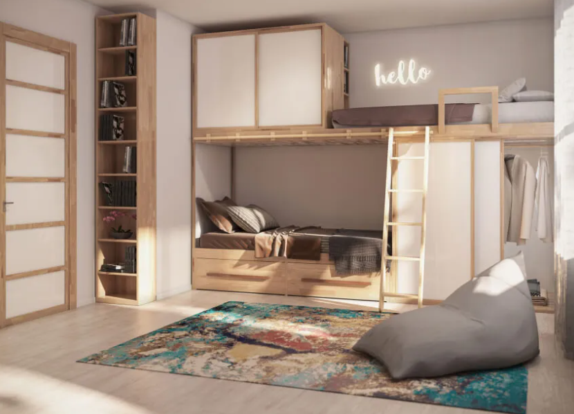 platzsparende Kinderzimmer Massivholz Brüder
