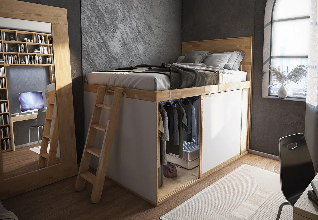 camerette bianco e legno