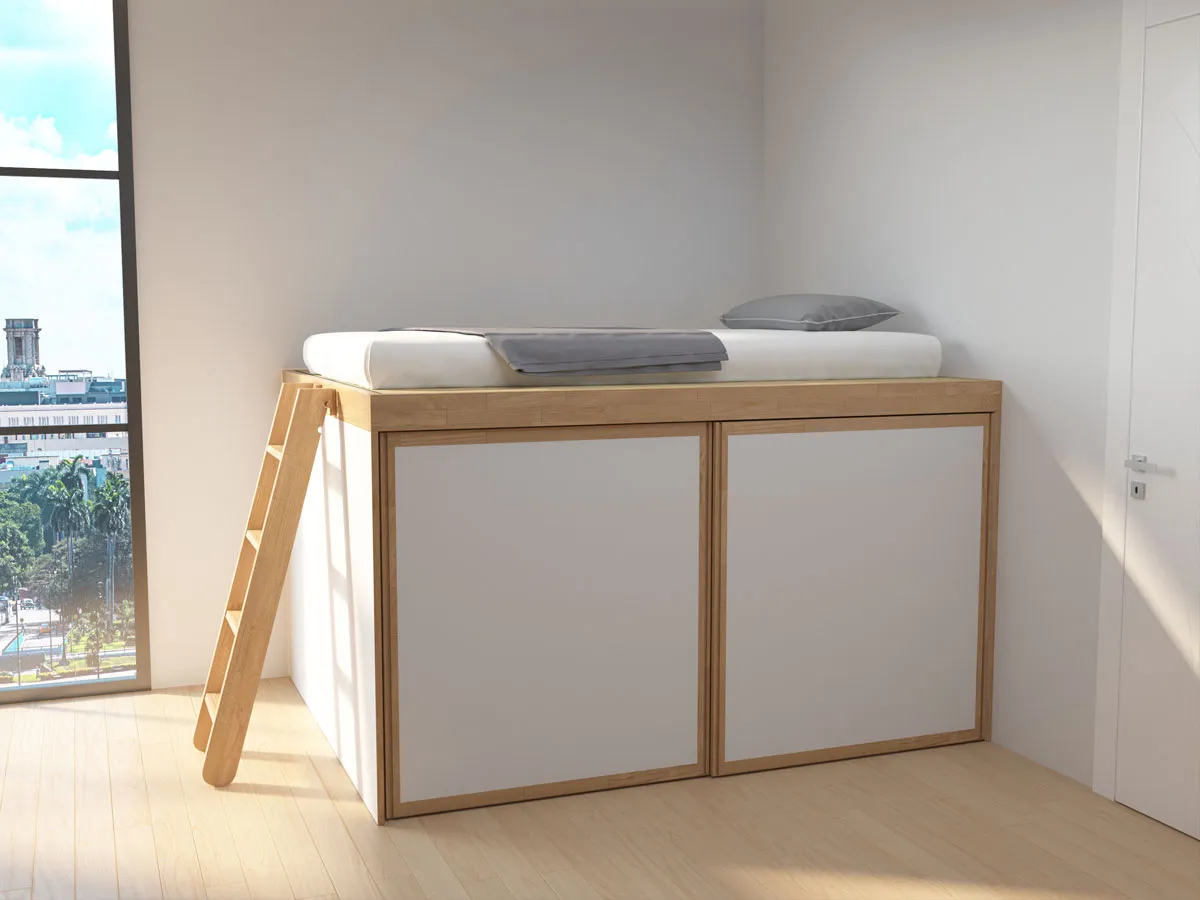 letto alto con armadio sotto