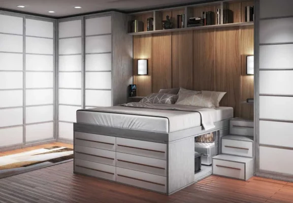 letto alto con cassetti sotto