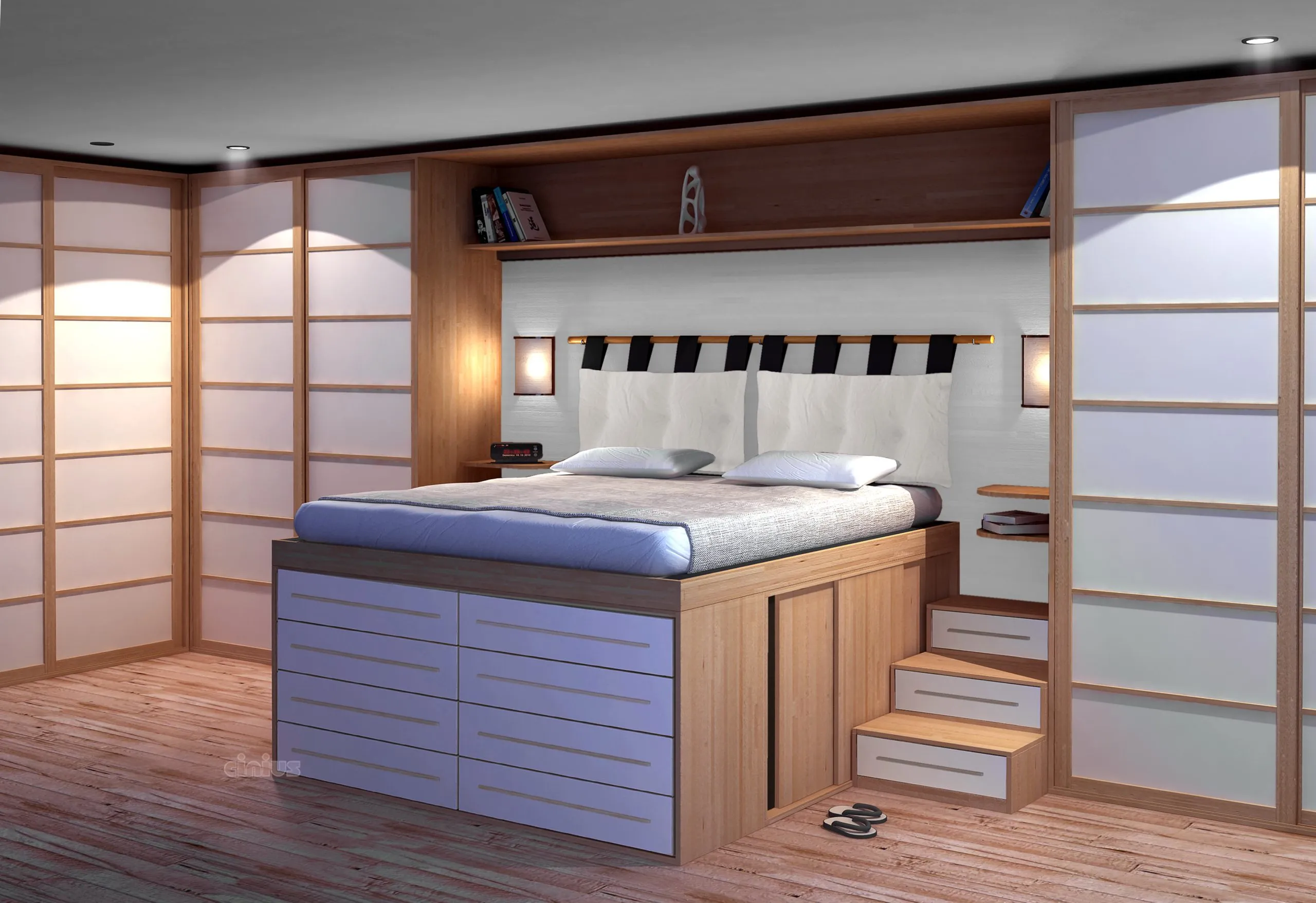 letto alto con cassetti sotto