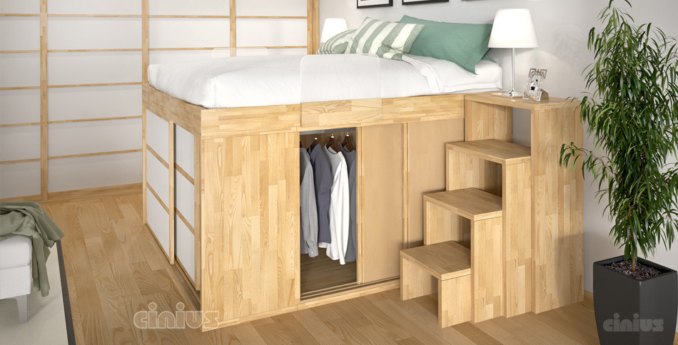 high bed with closet under Naples