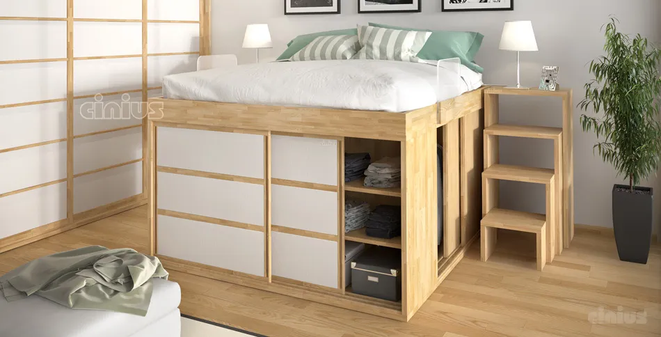 letto alto con armadio sotto