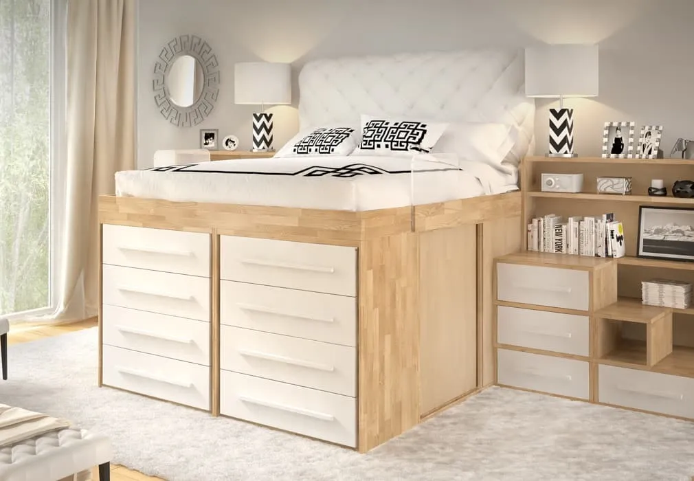 letto alto con cassetti sotto