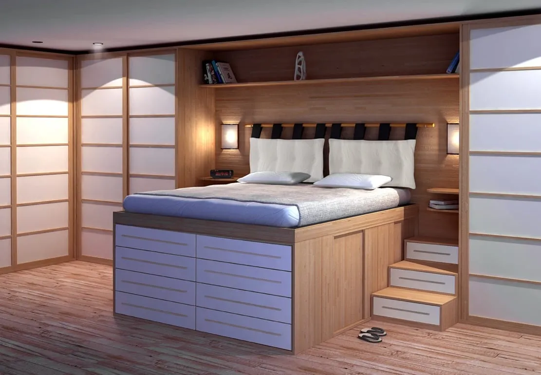 camera da letto in stile japandi