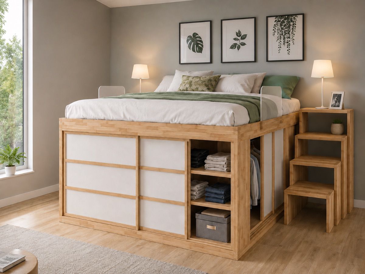bedroom area, nightstands